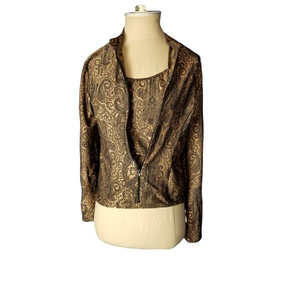 Hanky Panky At the Spa Black/Bronze Paisley Tank and Jacket Lounge Workout Small - Picture 4 of 7